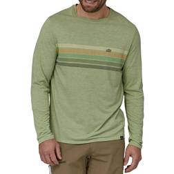 Patagonia Long Sleeve Cap Cool Daily Graphic Men's T Shirt Line Logo Ridge Stripe/ Salvia Green X-Dye