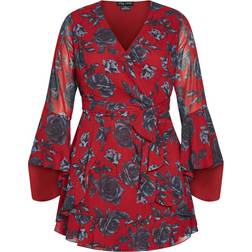 City Chic Ariarne Dress Plus Size - Red Rose