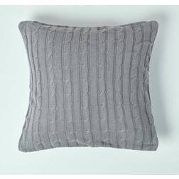 Homescapes Cotton Cable Knit Duck Cushion Cover Grey