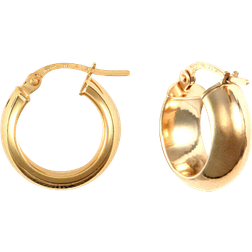 Jewelco London D Shape Wedding Band Style Hoops - Gold