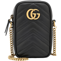 Gucci GG Marmont Mini Leather Shoulder Bag - Black