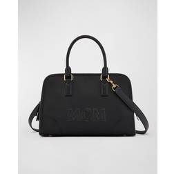 MCM Aren Boston Medium Leather Top-Handle Bag BLACK