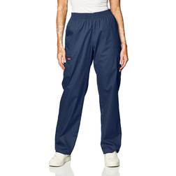 Dickies Women's Signature Elastic Waist Scrubs Pant, Navy, Petite