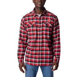 Columbia Men's Flare Gun Flannel Long Sleeve Shirt Wisconsin- RedPlaid