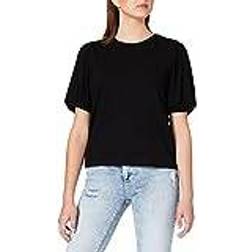 Object Jamie Balloon Sleeve Top - Black