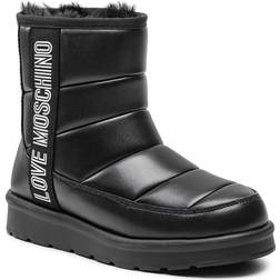 Moschino Love logo-print chunky boots women Polyester/Rubber/Artificial Fur Black