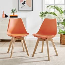 Set of 2 Stockholm Natural Birch Wood Scandi Minimalist Kitchen Chair