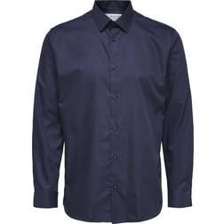 Selected Ethan Long Sleeve Slim Fit Shirt - Peacoat