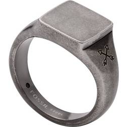 Fossil Men Vintage Casual Adventurer Silver-Tone Stainless Steel Signet Ring