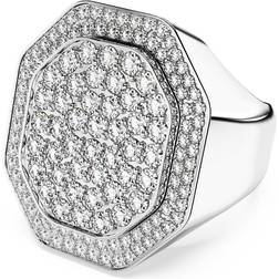 Swarovski Dextera cocktail ring, Octagon shape, White, Rhodium plated