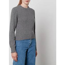 Ami Paris De Coeur Logo Cashmere-Blend Jumper Grey