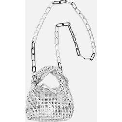 Stine Goya Ziggy 1889 Micro Embellished Mesh Hobo Bag Silver