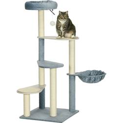 Pawhut Cat Tree for Cats, Modern Cat Tower with Scratching