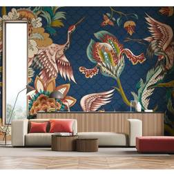 Origin Murals Cranes In Flight Navy Blue Matt Smooth Paste The Mural 300Cm Wide X 240Cm High