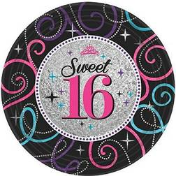 Amscan Sweet 16 Paper Party Plates Pack of 8