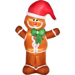 Homcom Inflatable Light Up Gingerbread Man 183cm, none