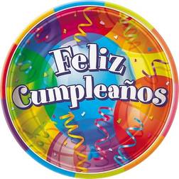 Unique Party Feliz Cumpleanos Snack Plate Pack of 8