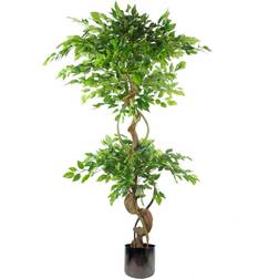 Leaf 150Cm Twisted Trunk Japanese Ficus Tree Rainbow Artificial Plant