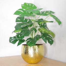 Leaf Monstera with Golden Metal Included Artificial Plant