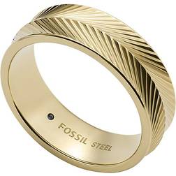 Fossil Women Harlow Linear Texture Gold-Tone Stainless Steel Band Ring