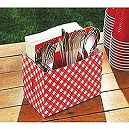 Amscan Summer Picnic Gingham Caddy Utensil Holder