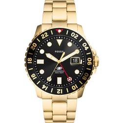 Fossil Men Blue GMT Gold-Tone