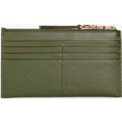 Michael Kors MK Large Pebbled Leather Card Case - Amazon Green