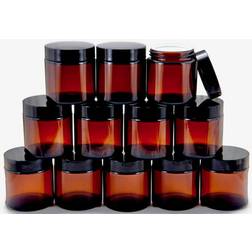 Branded 12 amber round glass jars Kitchen Container