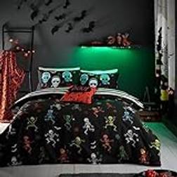 Bedlam Dancing Skeletons Glow in the Dark Halloween Duvet Cover Set