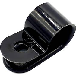 Pepte 12mm 100 x Plastic Electrical Cable P-Clips Nylon Black Clamps