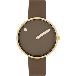 Picto 34001-4614g mocha brown leather wristwatch