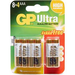 GP Batteries Ultra Alkaline 12 x AAA Multi Coloured