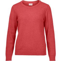 Vila Ril Round Neck Knitted Pullover - Barbados Cherry