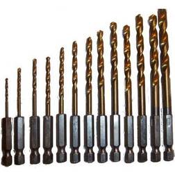 Blackspur Rinkit 13Pc Titanium Coated Steel Hex Shank Drill Bit Set 1.5-6.5mm