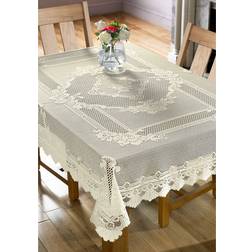 Alan Symonds Monica Lace Traditional Rose Tablecloth White