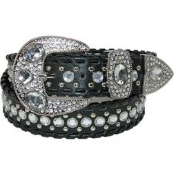 CTM women's western belt with rhinestones and studs