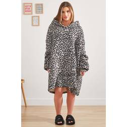 Dreamscene Leopard Print Giant Fleece Hoodie Blankets Black