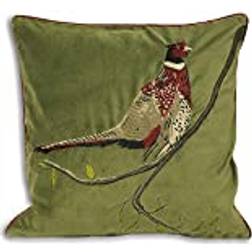 Paoletti Hunter Velvet Pheasant Cushion Cover Green (45x45cm)