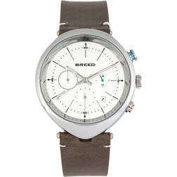 Breed tempest chronograph leather-band w/date grey/white