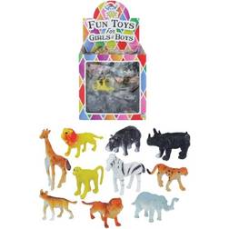 The Home Fusion Company 10 Assorted Mini Jungle Zoo Plastic Animal Figures Elephant Tiger Giraffe Toys