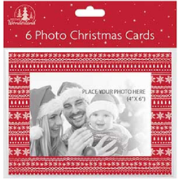 The Home Fusion Company 6 Pack Of 4" X 6" Photo Christmas Cards With Envelopes Silver Red Or Gold/Red