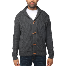 XRay Waffle Knitted Shawl Collar Cardigan - Charcoal