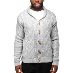 XRay Waffle Knitted Shawl Collar Cardigan - Light Grey