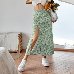 Shein Ditsy Floral Split Thigh Skirt