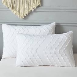 Shein 2pcs Chevron Örngott Vit (66x51cm)