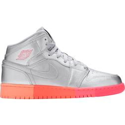 Nike Air Jordan 1 Mid GS - Metallic Silver/Racer Pink/Wolf Grey