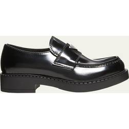 Prada Men's Triangle Logo Leather Loafers Black UK12.5D US