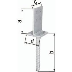 Alberts T-Pfostenträger 130x200x80x80mm STA roh TZN GAH