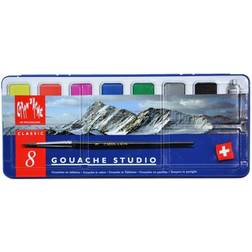 Caran d'ache gouache studio set gouche cake paint brush metal tin artist set