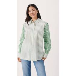 Part Two Sabrin Shirt With Mixed Striped Detail Green